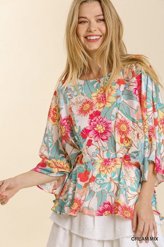 "Kelly" Floral Peplum Blouse - The Katie Grace Boutique