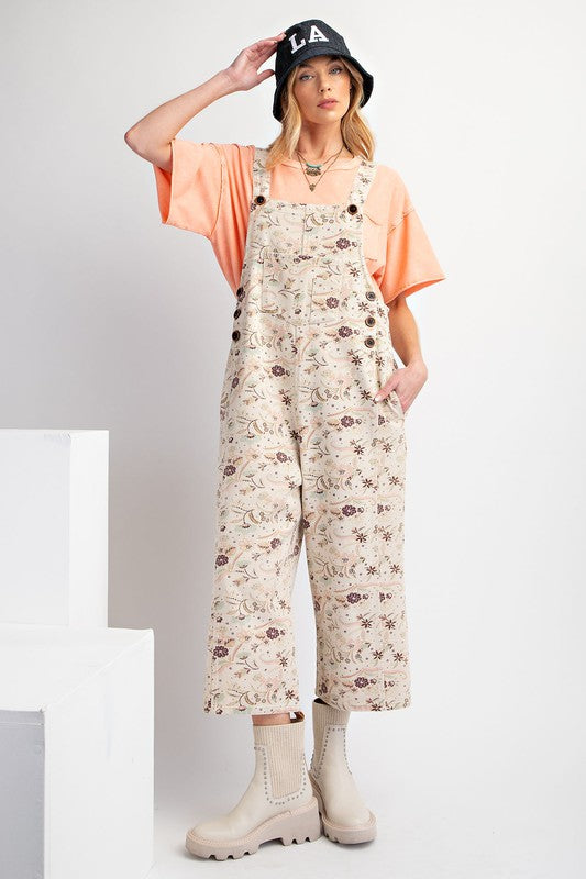 "Kristi" Floral Cropped Overalls