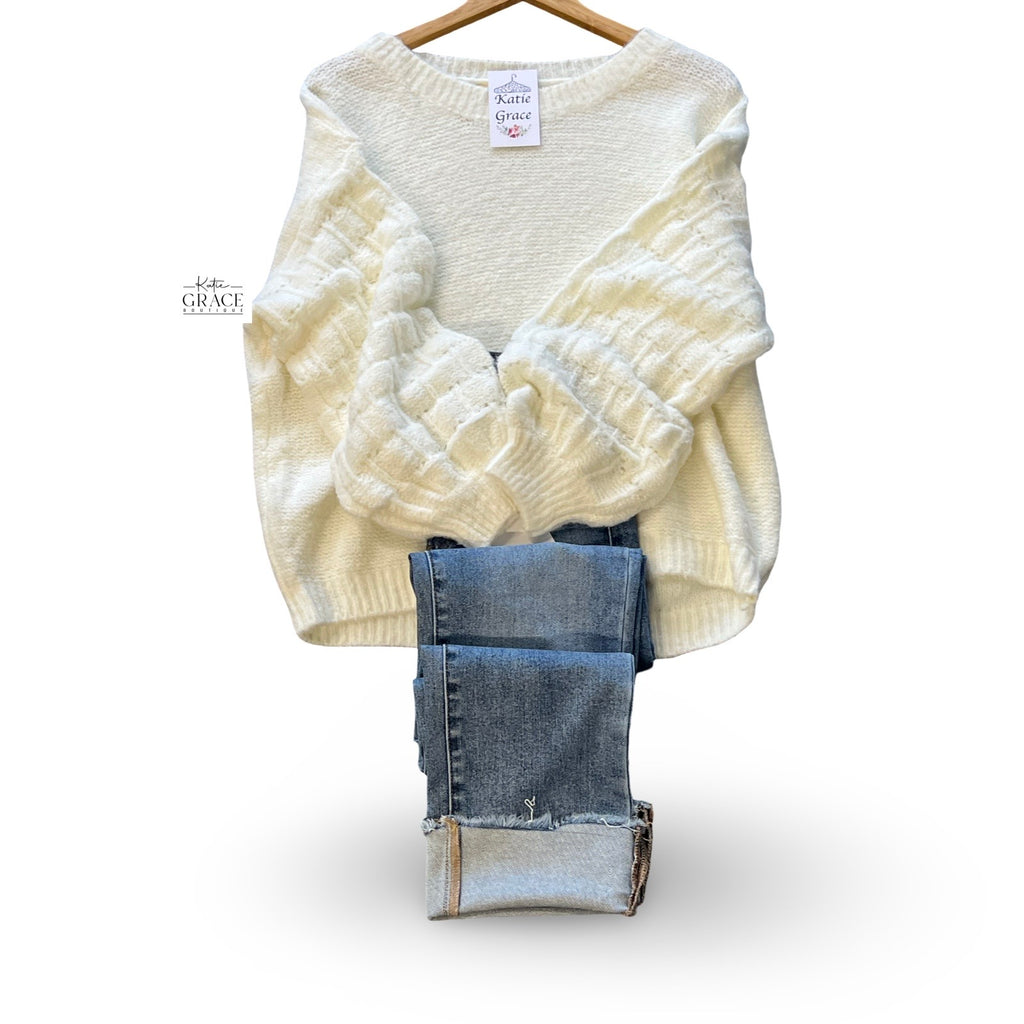 "Zoe" Cream Sweater - The Katie Grace Boutique