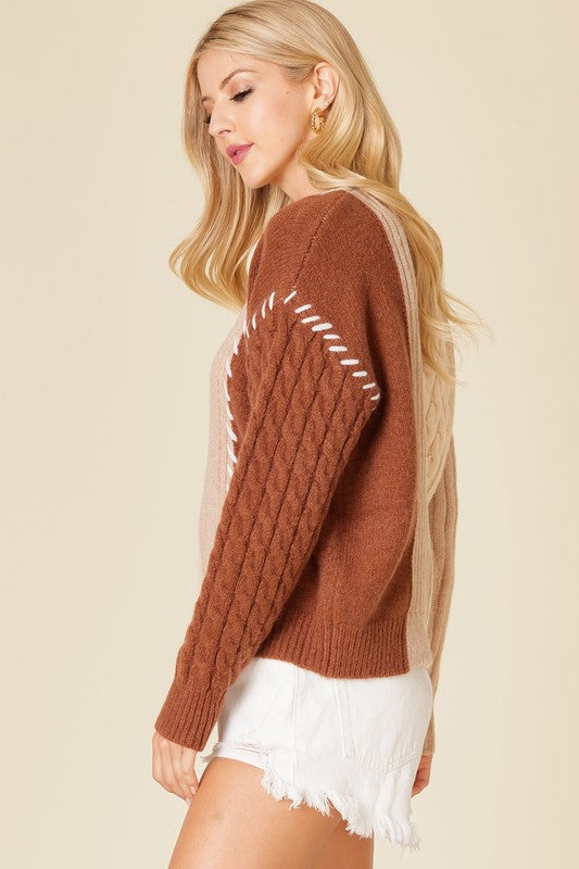 "Sadie" Color Block Sweater - The Katie Grace Boutique