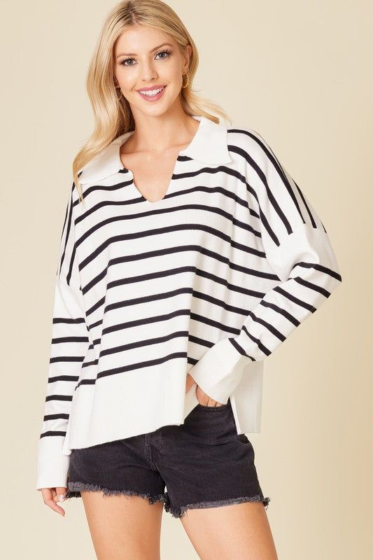 "Hanna" Striped Sweater Knit - The Katie Grace Boutique