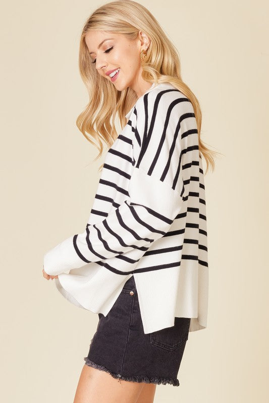 "Hanna" Striped Sweater Knit - The Katie Grace Boutique