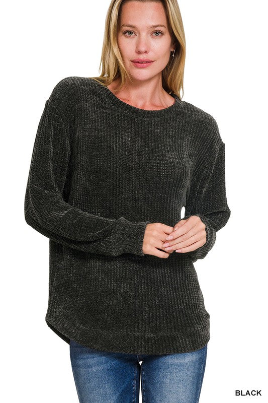 "Cate" Chenille Sweater - The Katie Grace Boutique