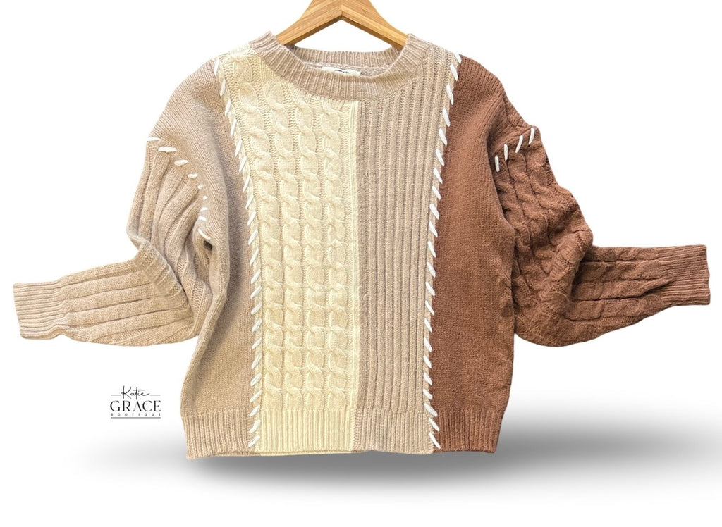 "Sadie" Color Block Sweater - The Katie Grace Boutique