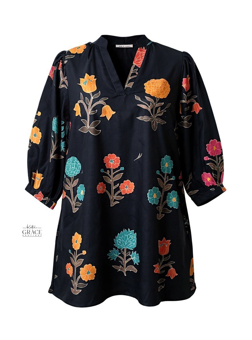 "Carmen" Floral Dress - The Katie Grace Boutique