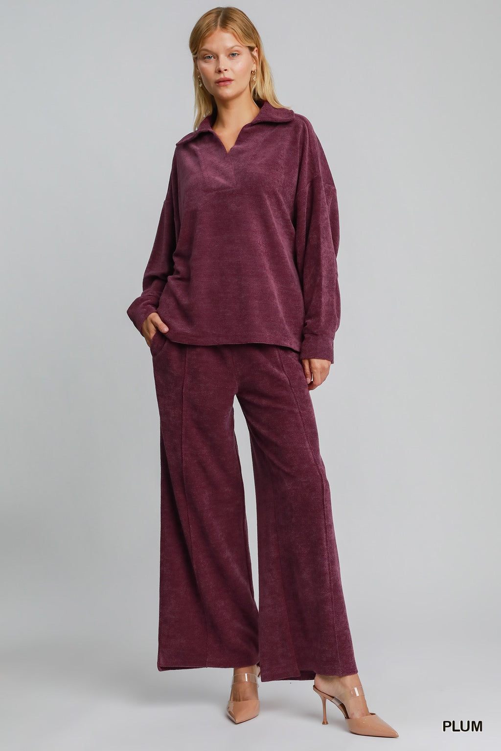 "Charlie" Chenille Collared Top, 3 colors - The Katie Grace Boutique