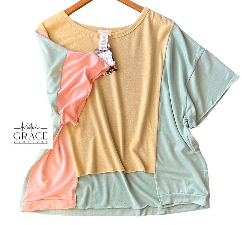 "Macey" Slouchy Color Block Top
