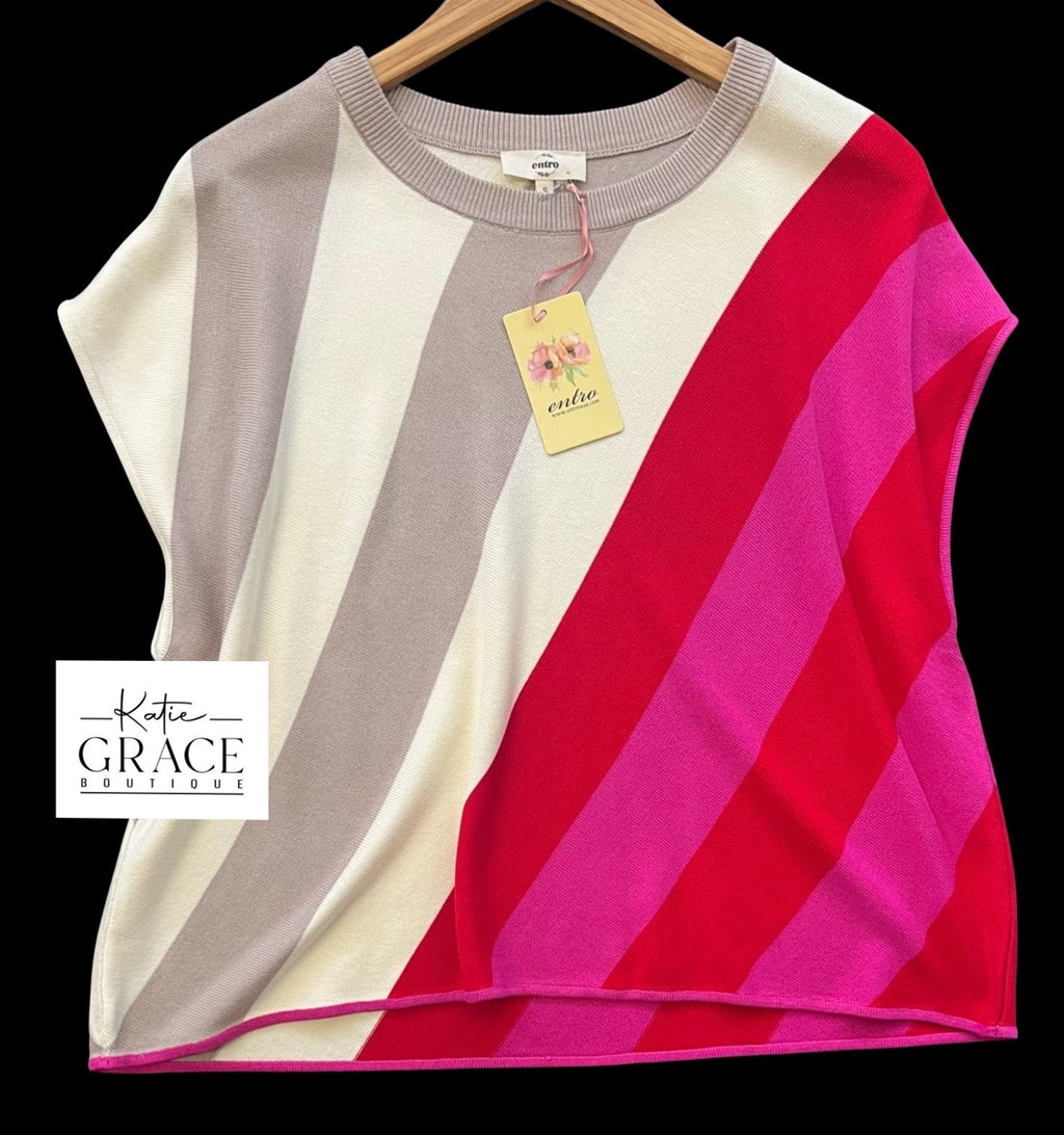 "Tirra" Diagonal Stripe Sweater