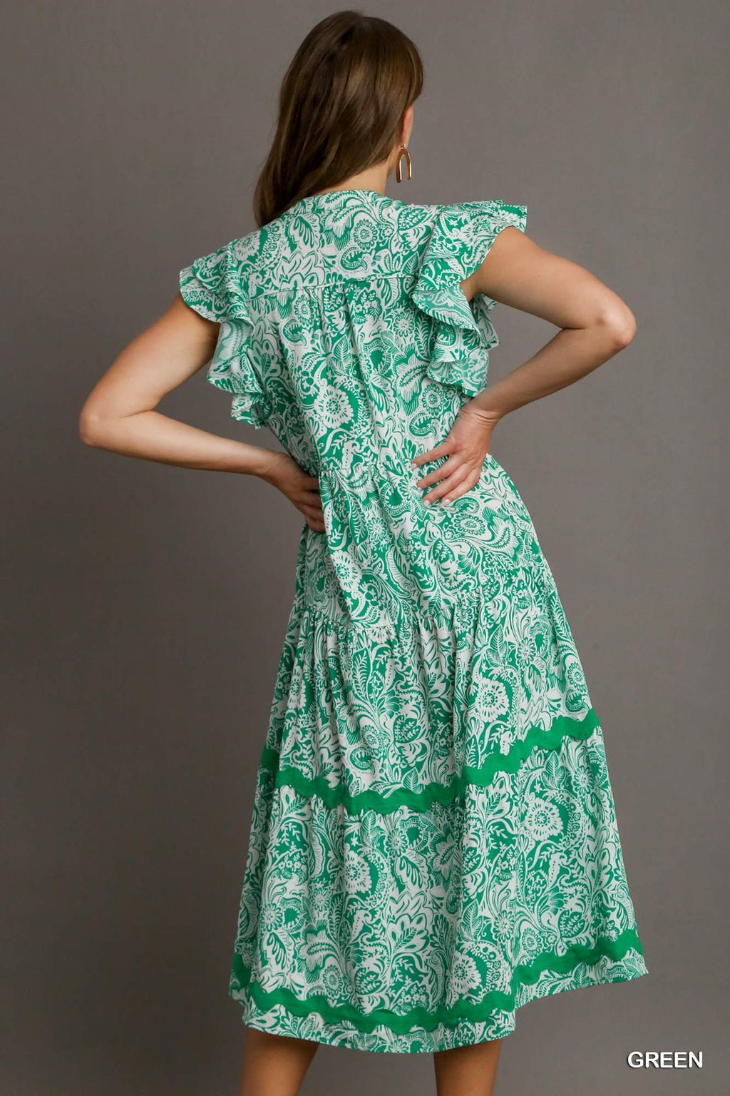 "Calliope" Midi Dress with Ric Rac Detail, 2 colors