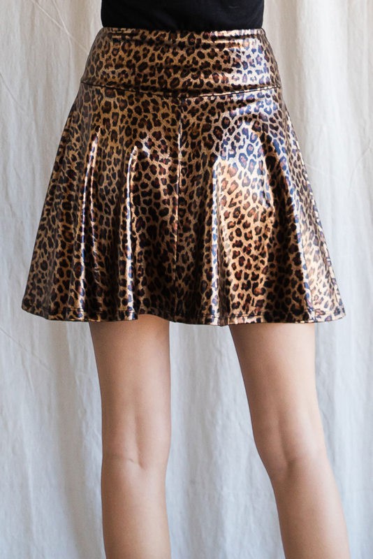 "Macy" Metalic Leopard Skirt