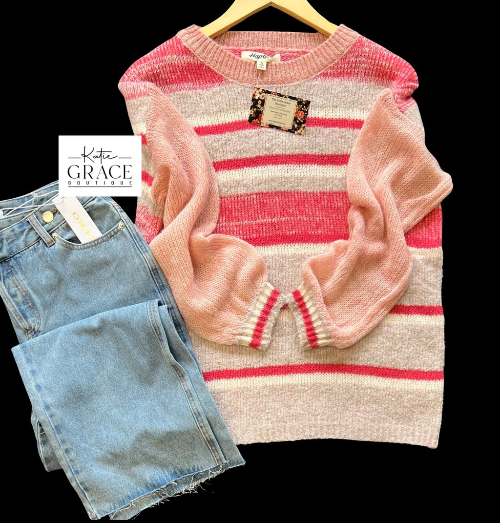 "Carmen" Striped Sweater - The Katie Grace Boutique