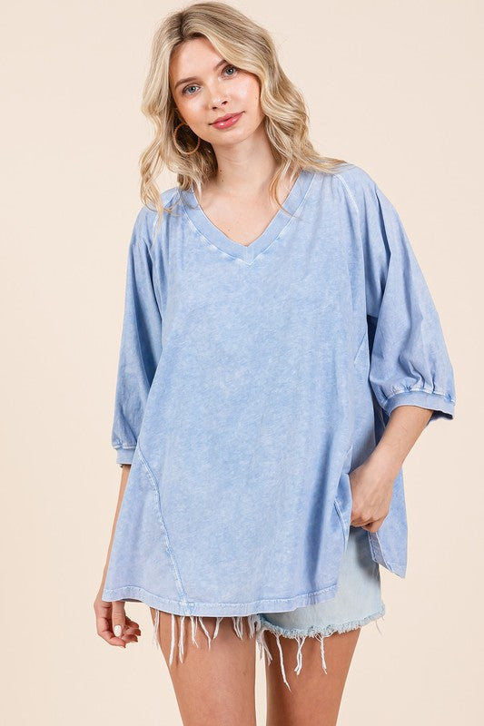 "Nichole" Mineral washed Top, 3 colors - The Katie Grace Boutique