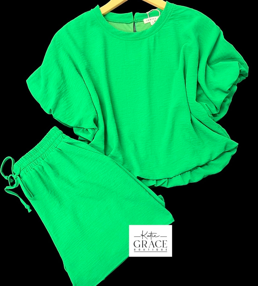 "Emily" Matching Separates, Green - The Katie Grace Boutique