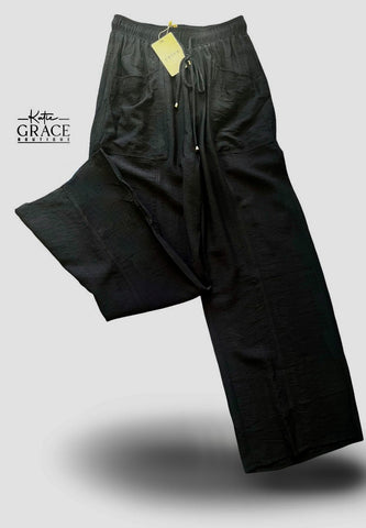 "Evelyn" Pants, Black - The Katie Grace Boutique