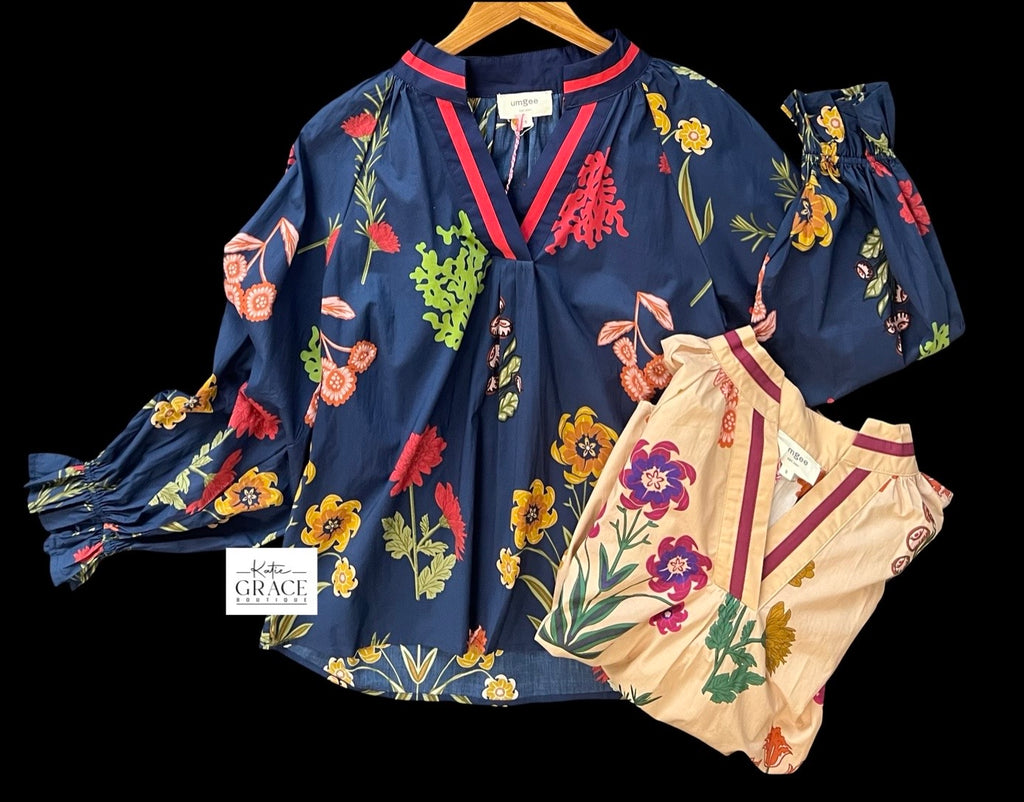 "Melanie" Floral Blouse, 2 colors - The Katie Grace Boutique