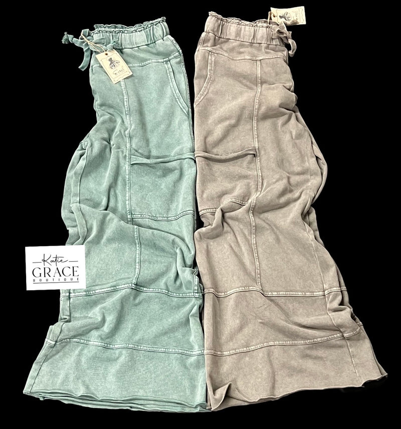 "Aurora" Mineral Washed Pants - The Katie Grace Boutique