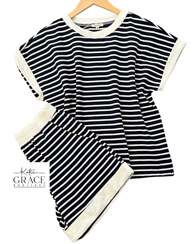 "Daisy" Striped Matching Separates - The Katie Grace Boutique