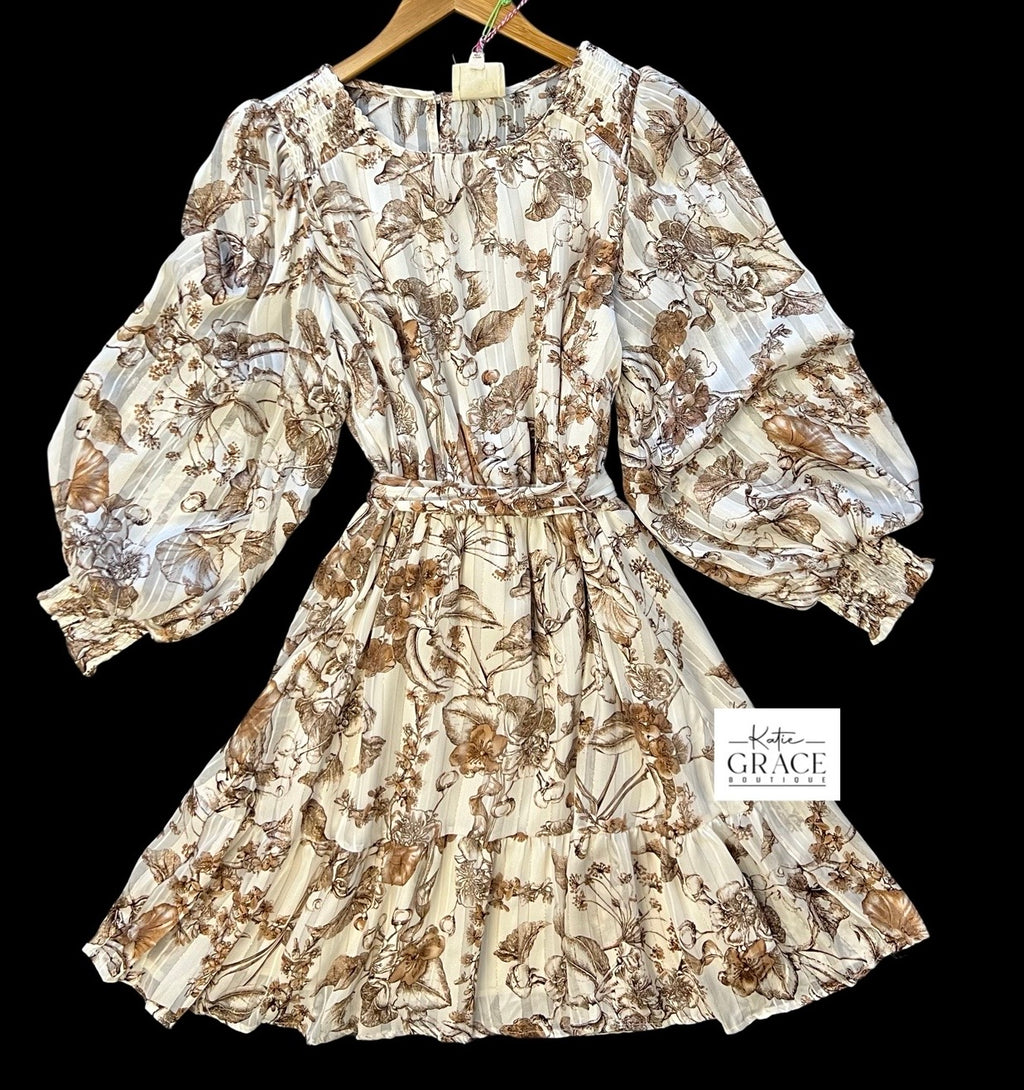 "Joan" Lurex Floral Dress - The Katie Grace Boutique