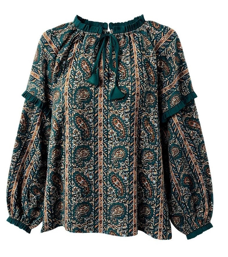 "Polly"  Paisley Blouse, 2 colors - The Katie Grace Boutique
