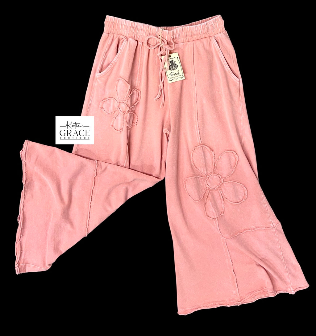 "Lilly" Mineral Washed Pants, Dried Rose - The Katie Grace Boutique