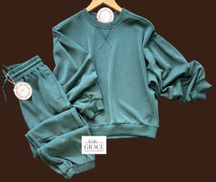"Lydia" Cupro Matching Separates, Teal - The Katie Grace Boutique