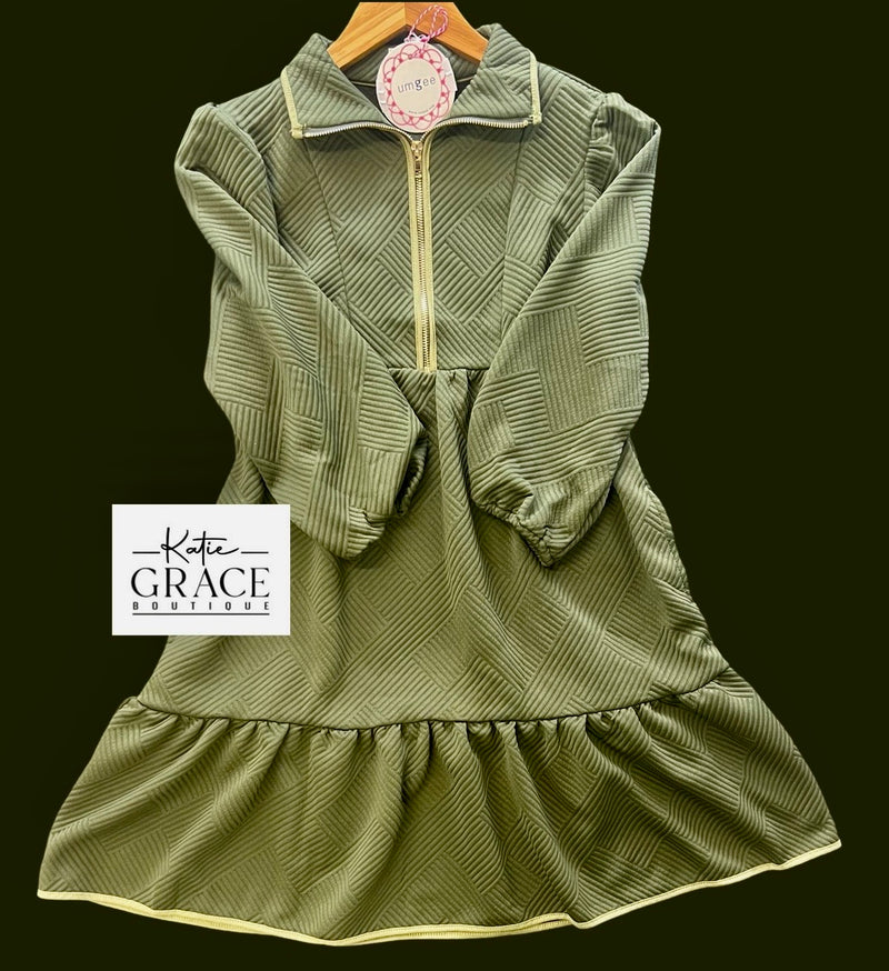 "Rebecca" Textured Zip Dress - The Katie Grace Boutique