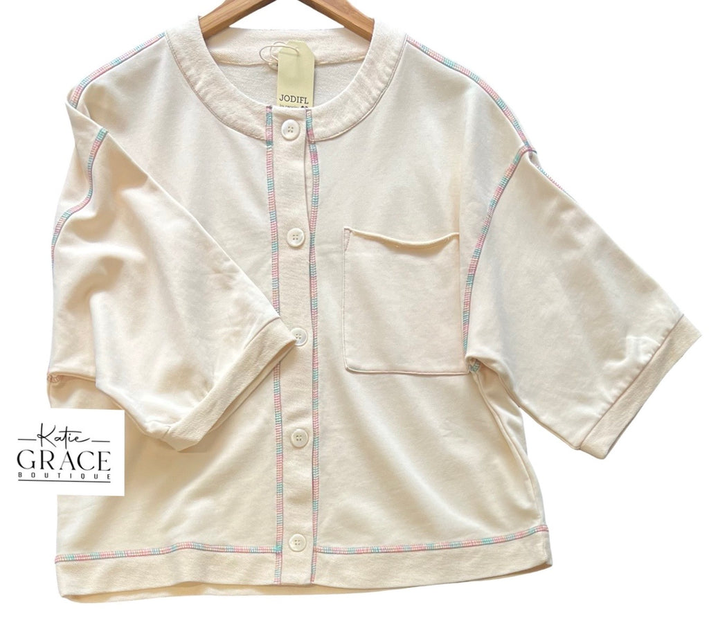 "Camille" Button Down Top - The Katie Grace Boutique