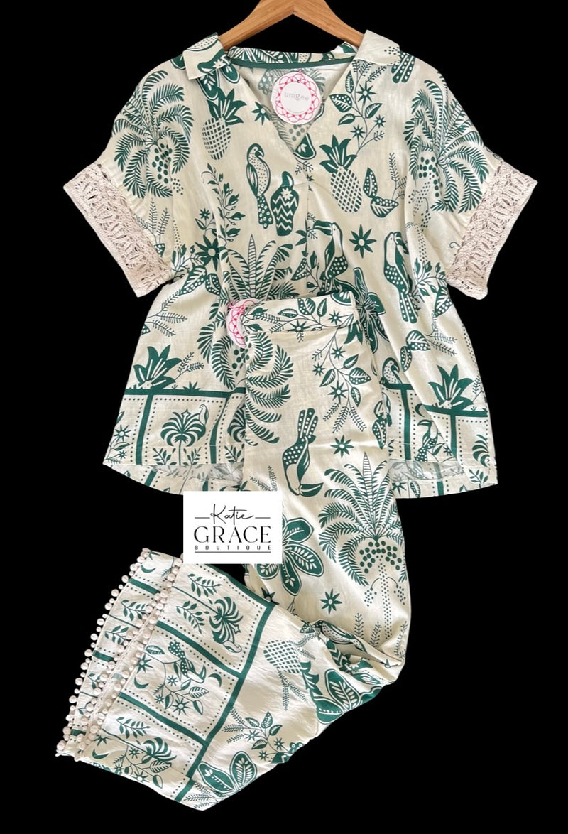 "Ellie" Matching Separates, Green - The Katie Grace Boutique