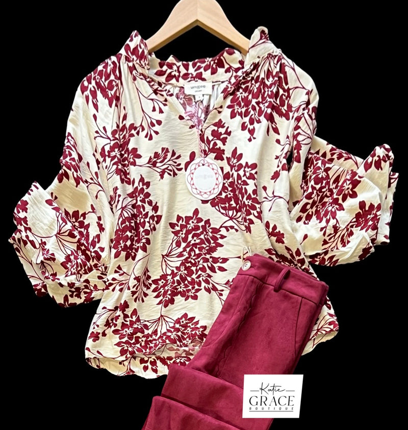 "Garnet" Floral Blouse