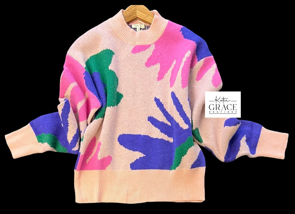 "Avery" Abstract Sweater - The Katie Grace Boutique