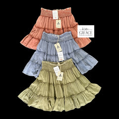 "Jamie" Smocked Waist Skirt - The Katie Grace Boutique