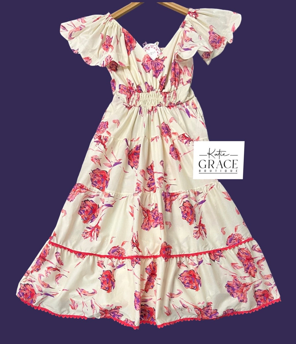 "Isabella" Tiered Floral Dress - The Katie Grace Boutique