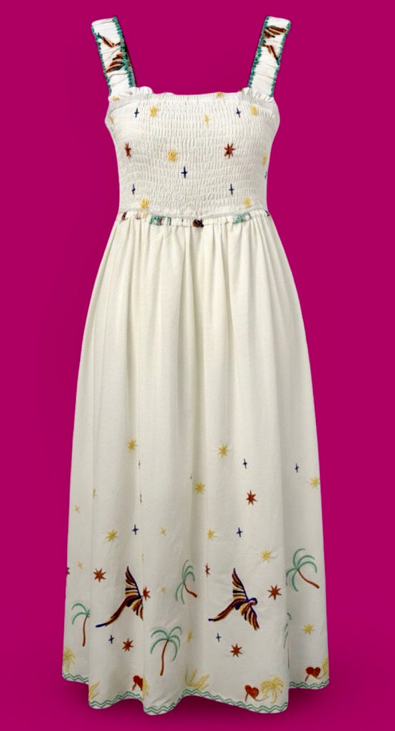 "Leesha" Embroidered Sun Dress - The Katie Grace Boutique