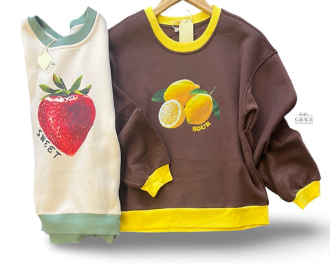 "Maizie" Fruit Pullover, 2 colors - The Katie Grace Boutique
