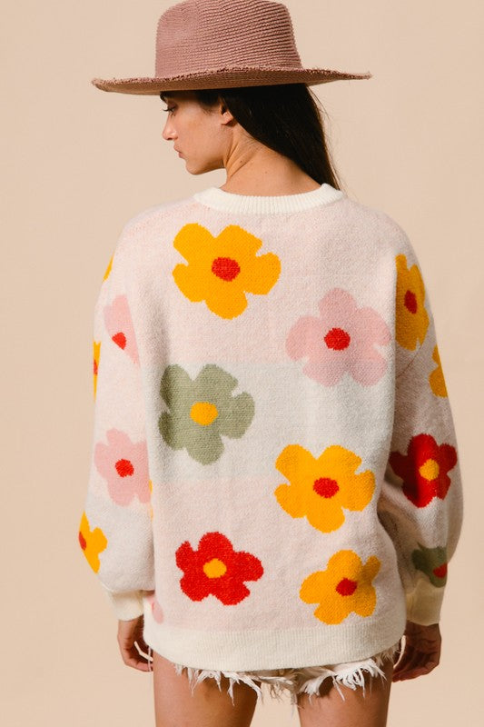 "Sunny" Floral Sweater - The Katie Grace Boutique