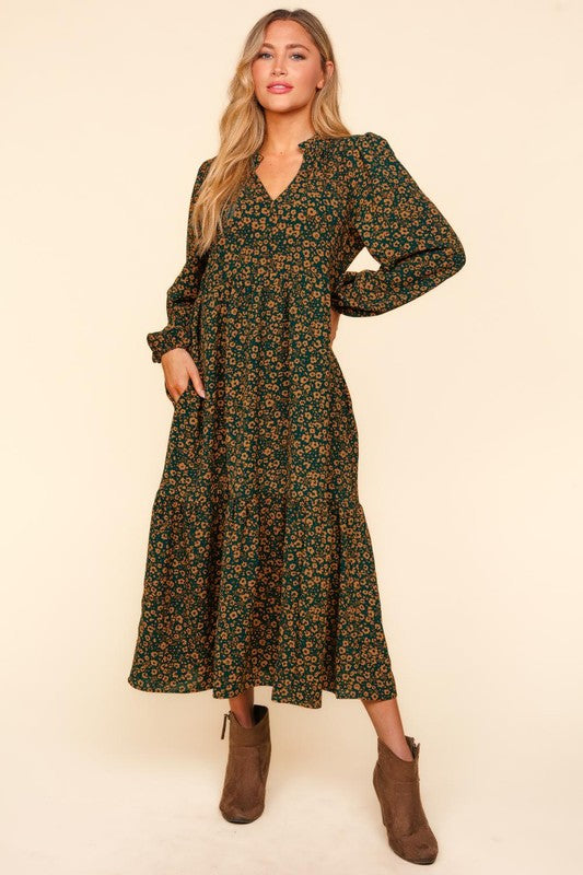 "Meadow" Notch Neck Midi Dress - The Katie Grace Boutique