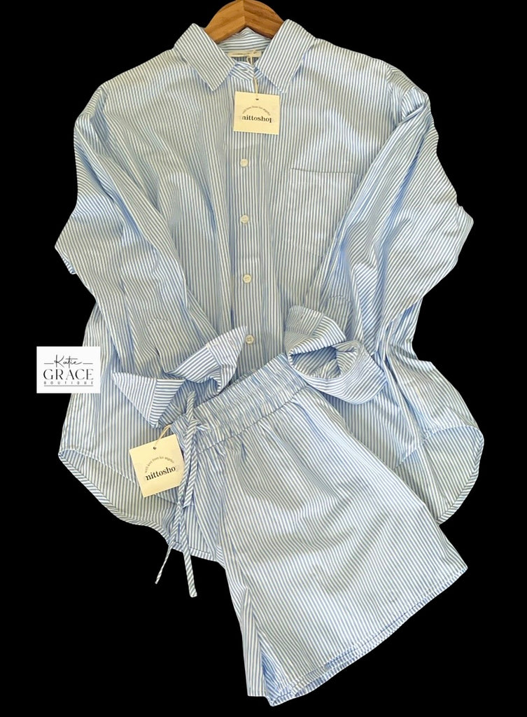 "Martha" Matching Separates, Blue - The Katie Grace Boutique