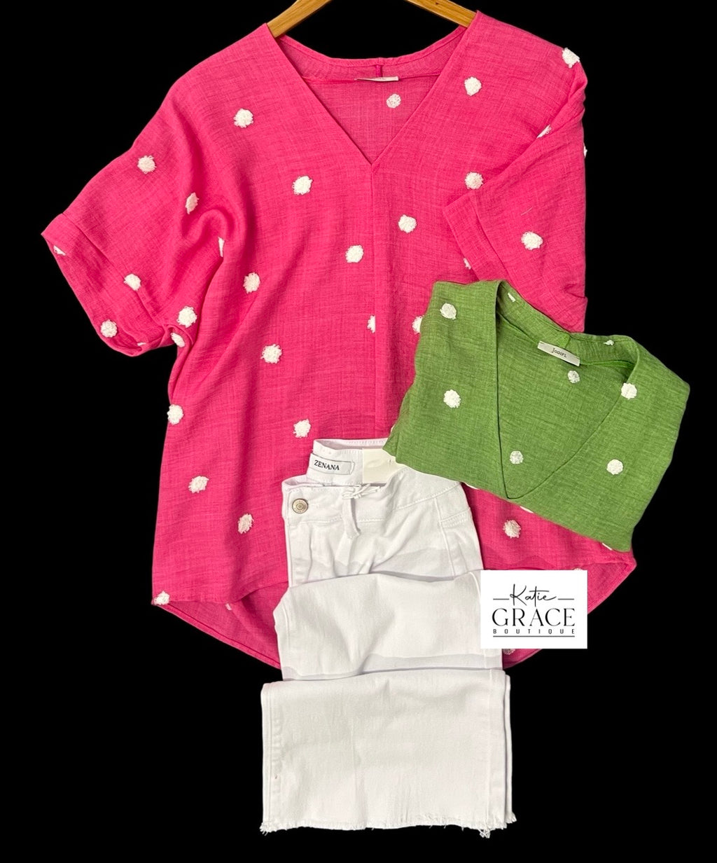 "Chasely" Dot Blouse, 2 colors - The Katie Grace Boutique