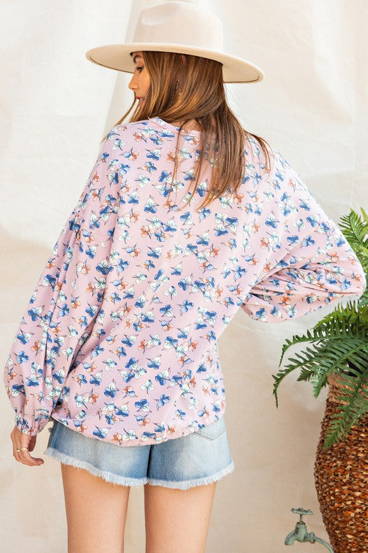 "Vanessa" Floral Pullover with Drawstring Waist