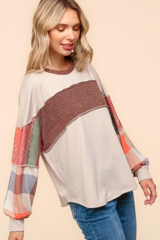 "Maria" Ultra Soft Mixed Print Top - The Katie Grace Boutique