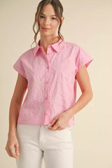 "Emmy" Embroidered Blouse - The Katie Grace Boutique