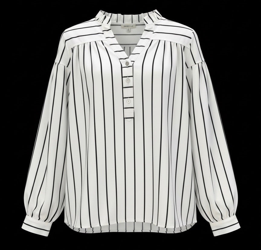"Olie" Striped Blouse - The Katie Grace Boutique