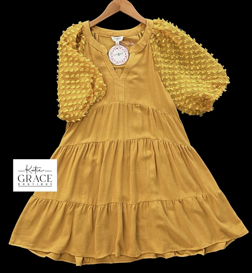 "Gracie" Puff Sleeve Linen Dress - The Katie Grace Boutique