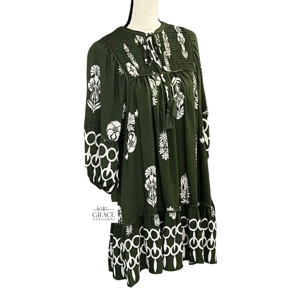 "Maxine" Border Dress - The Katie Grace Boutique