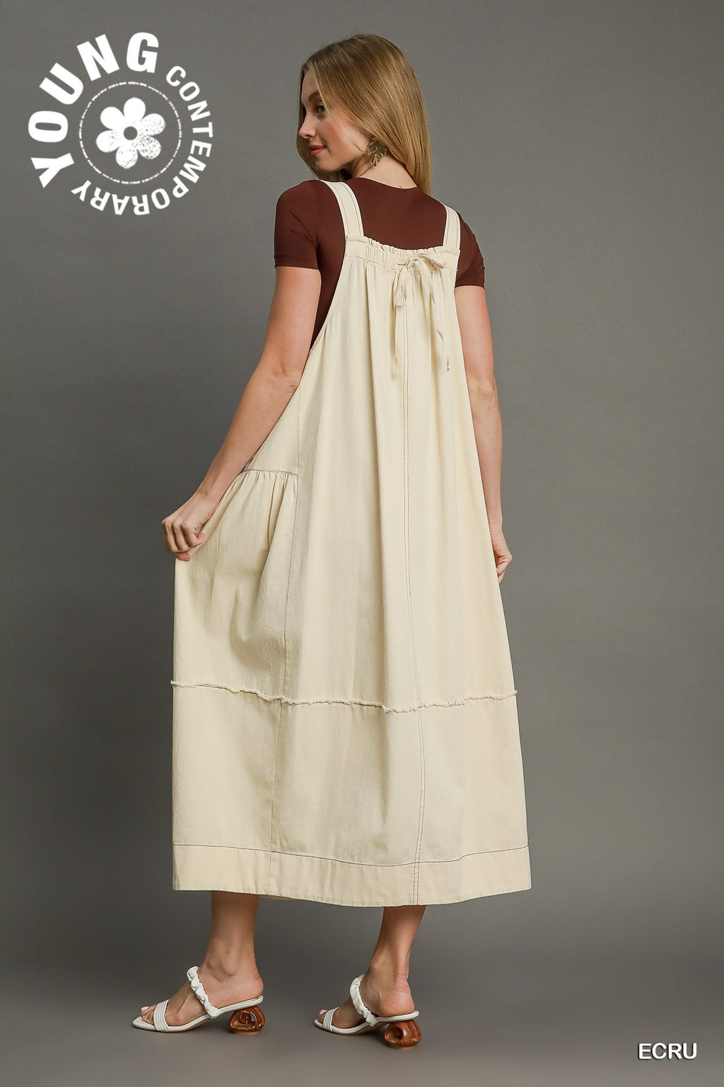 "Laken" Overall Barrel Midi Dress, 3 colors