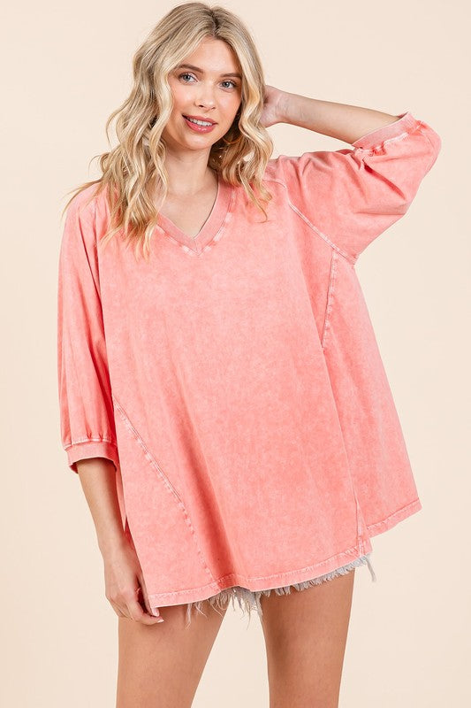 "Nichole" Mineral washed Top, 3 colors - The Katie Grace Boutique