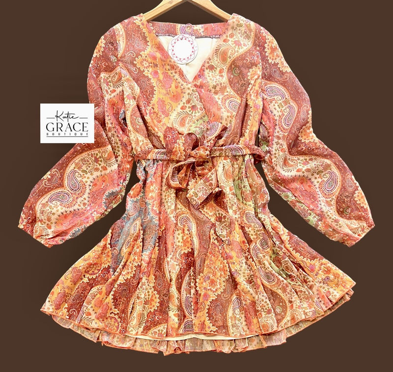 "Talia" Paisley Lurex Dress - The Katie Grace Boutique