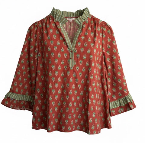 "Brit" 3/4 Sleeve Blouse - The Katie Grace Boutique