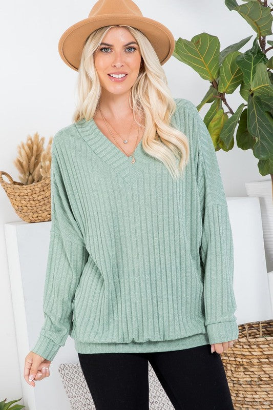 SALE!  "Mabel" Ribbed Knit Pullover - The Katie Grace Boutique