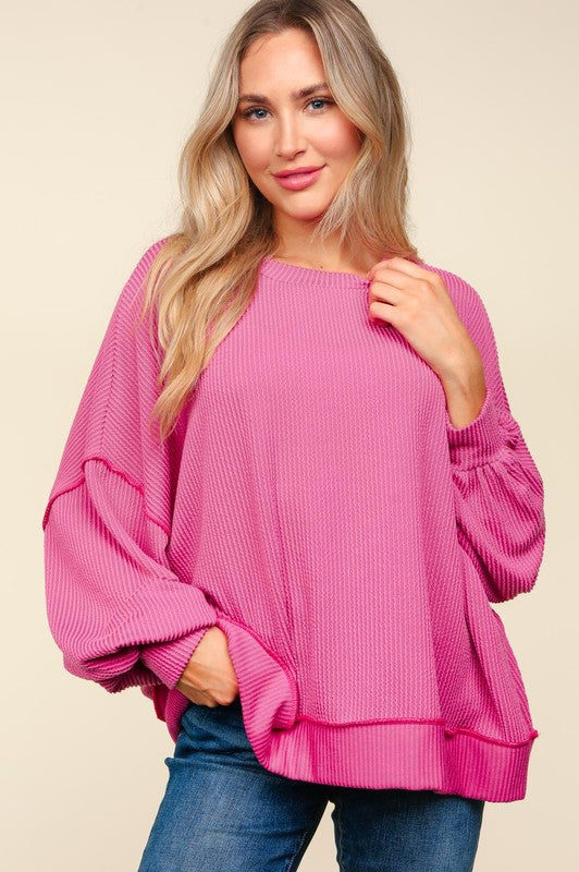 "Briana" Urban Ribbed Pullover - The Katie Grace Boutique